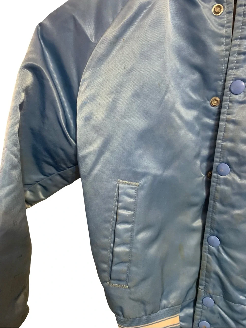 Vintage 1980s Chalk Line UNC Tar Heels Satin Bomber‎ Jacket Kids 10-12